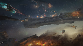 Space station rockets ships aurora - other ship free wallpaper