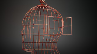 Bird cage 3d render gradient - free bird wallpaper
