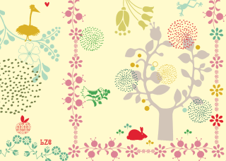 Tree birds flowers yellow background - bird free wallpaper for desktop