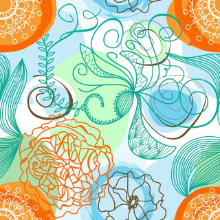Colorful floral swirls leaves summer - folk art free wallpaper for tablet