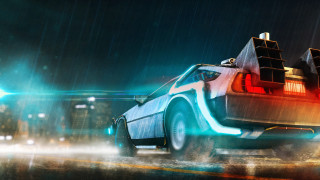 Back to the future car - matte drawing free wallpaper