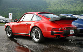 Red porsche parking lot mountains - other car free wallpaper for desktop