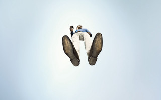 Flying man shoes sunny sky - christian macnevin free wallpaper