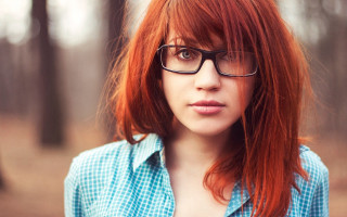 Woman redhair glasses forest serious - red hair and glasses free wallpaper