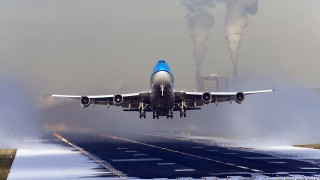 Jetliner cloudy sky smoke runway - turnaround free wallpaper for desktop