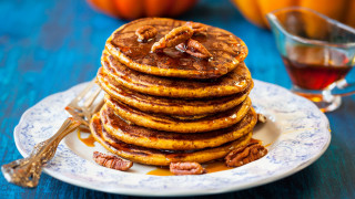 Pancakes pecans syrup tea food - dennis flanders free wallpaper