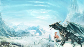 Dragon woman snowy mountains fantasy - chen chun free wallpaper for desktop