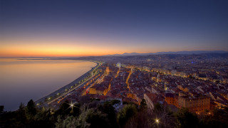 City water night sunset panorama - camille bouvagne free wallpaper for desktop