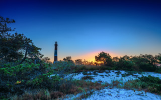 Lighthouse hill sunset trees blue - fitz henry lane free wallpaper for desktop