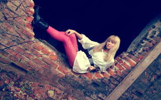 Gothic flemish baroque fashion portrait - a brick wall free wallpaper