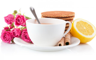 Tea cup flowers cookies digital - a plate free wallpaper for desktop