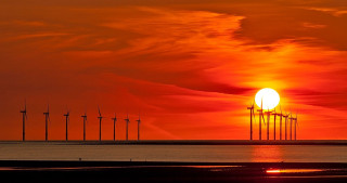 Sunset windmills red sky moon 2 - andrew geddes free wallpaper for desktop
