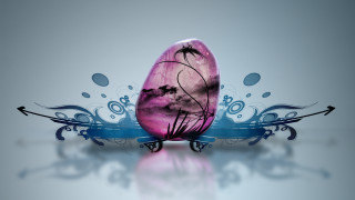 Glass egg purple blue tree - design free wallpaper