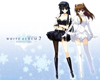 Anime girls snowflakes winter scene - neo free wallpaper for desktop