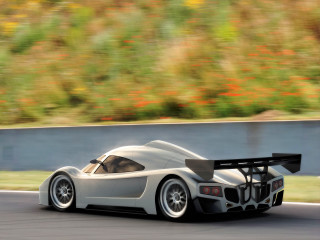White racecar racing blurry flowers - a race track free wallpaper