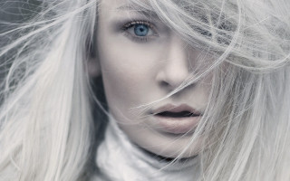 White hair blue eyes wind - long white hair free wallpaper for desktop