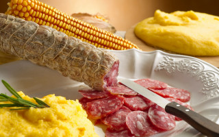 Food corn potatoes meat pastel - the plate free wallpaper