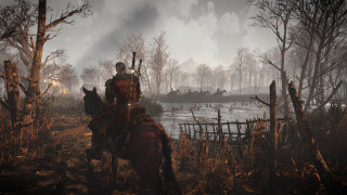 Horseman forest lake autumn armor - the back of a horse next free wallpaper