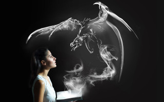 Woman dragon book smoke fantasy - a dragon free wallpaper for desktop