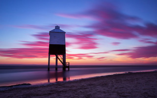 Beach tower sunset pink sky - top of a beach next free wallpaper for desktop
