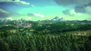 Mountain town river forest cloudy - the center free wallpaper