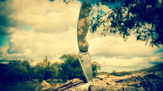 Knife rock forest sunset clouds - sharp foccus ilustration free wallpaper