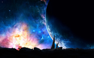 Space astronaut moon stars galaxy 2 - a distant star free wallpaper