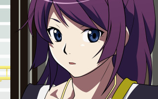 Purple hair blue eyes smile - purple hair free wallpaper