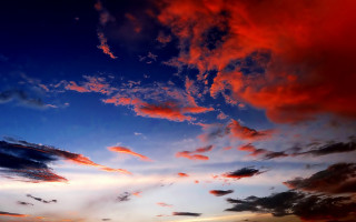 Sunset red cloud blue sky - colorful cloud free wallpaper