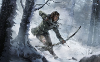 Woman archer forest snow mountain - game art free wallpaper for desktop