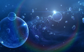 Planets rainbow star space art - a group of planets free wallpaper
