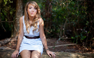 Woman forest smiling sitting dappled - caroline chariotdayez free wallpaper for desktop