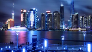 City skyline boat night lights 2 - cao buxing free wallpaper