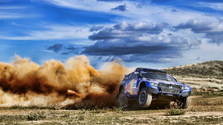 Blue truck dirt road dust - dirt free wallpaper