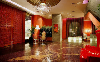 Foyer chandelier redchair cloisonnism mosaic - a chandelier free wallpaper