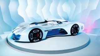 White sports car blue background - xf iq4 free wallpaper