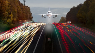 Plane highway trees forest motor - a plane in the air free wallpaper