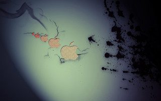 Cracked apple wall blood splatter - auto free wallpaper