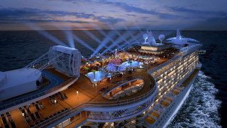 Cruise ship lights city sunset - the deck free wallpaper