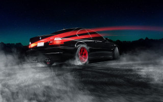 Car road clouds aurora moon - the hood free wallpaper for desktop