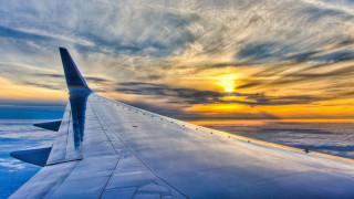 Plane wing sunset ocean clouds - a view of the wing free wallpaper for desktop