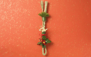 Red wall green white flower - ornamental free wallpaper