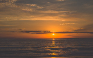 Sunset ocean boat beach lights - free sunset wallpaper