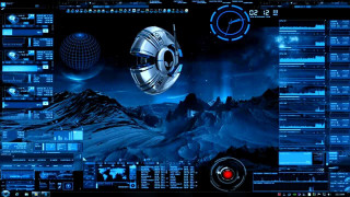 Computer space theme clock mountain - beeple free wallpaper