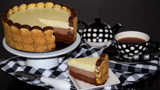 Cake slice tea checkered rococo - decadent free wallpaper for desktop