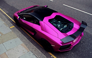 Pink sports car hood up - hood free wallpaper for desktop