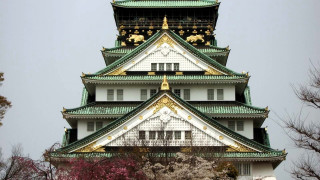 White green building clock trees - eishōsai chōki free wallpaper