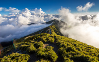 Mountain peak clouds rainbow forest - tall peak free wallpaper
