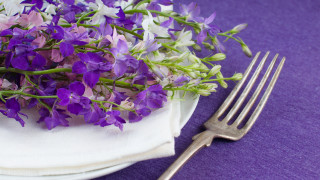 Plate fork purple flowers napkin - a fork free wallpaper