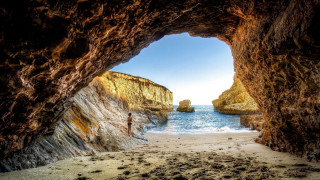 Cave beach ocean landscape sunset - a beach near the ocean free wallpaper